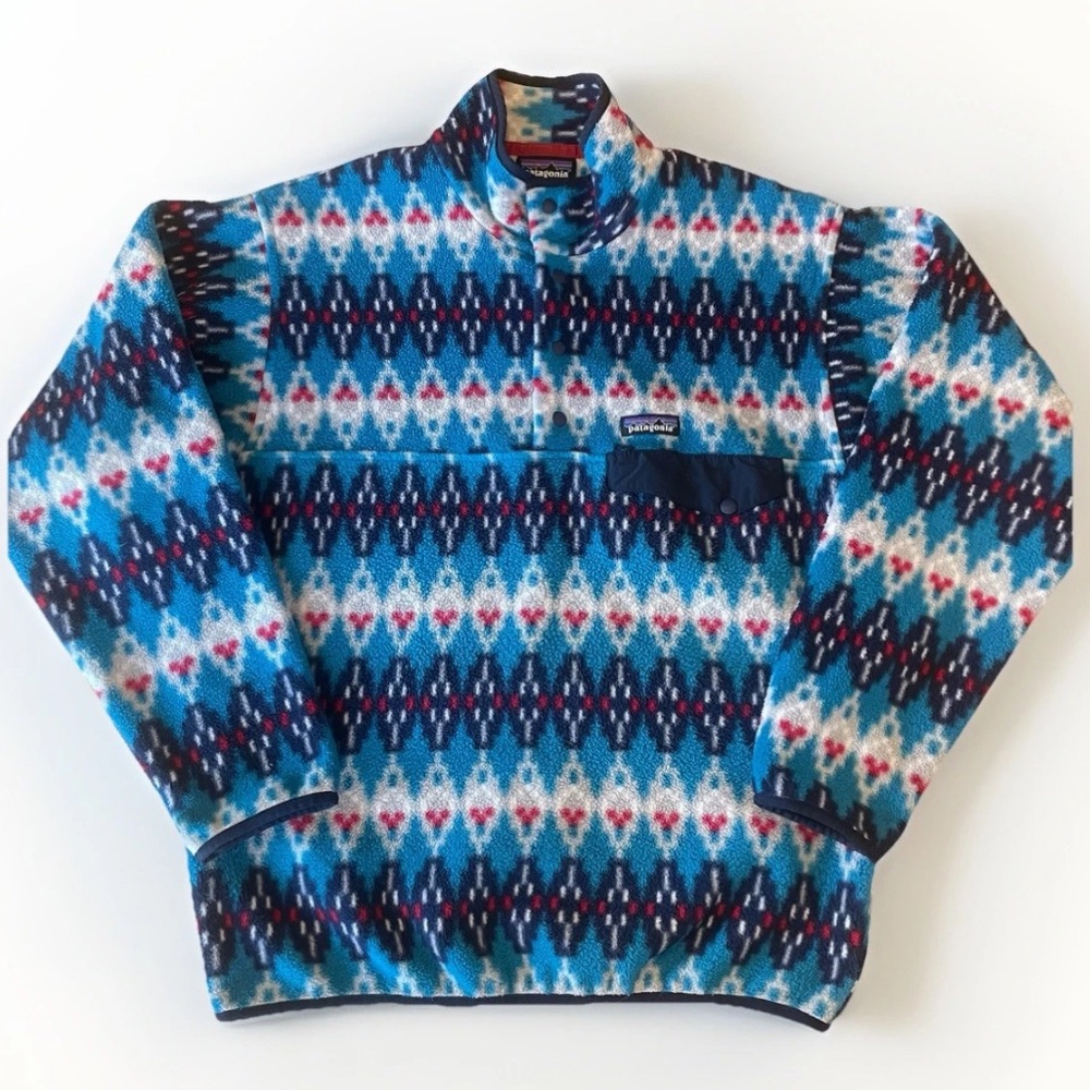 Patagonia Women’s M Synchilla Snap-T Fleece Pullover Forest Carpet Deep Sea Blue
